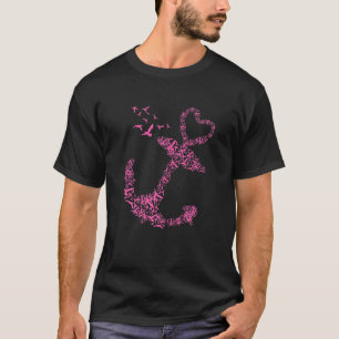 Womens Pink Heart Anchor For Women T-Shirt