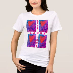 Women's pink hearts "live love laugh" Tri-Blend shirt