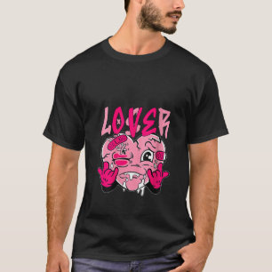 Womens Pink Loser Lover Pink Drip Heart Matching T T-Shirt