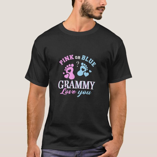 Womens Pink Or Blue Grammy Loves You Baby Gender R T-Shirt (Front)