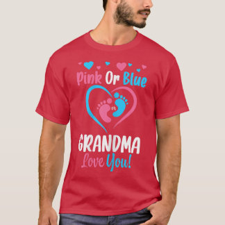 Womens Pink or Blue Grandma Loves You Baby Shower  T-Shirt