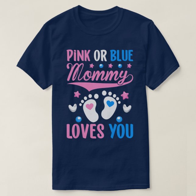 Womens Pink or Blue Mummy Loves You - Mummy to Be  T-Shirt (Design Front)