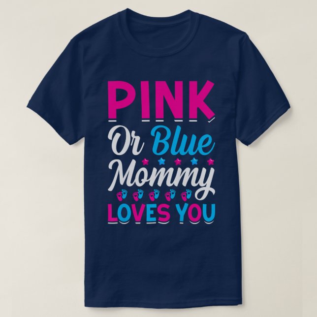 Womens Pink or Blue Mummy Loves YouMummy to Be Gen T-Shirt (Design Front)