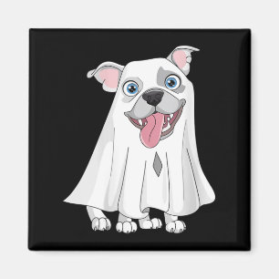 Womens Pitbull Dog Wearing A White Ghost Costume Magnet