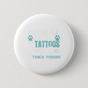 Womens Pitbull Mum Tattoos Dog Lover Funny Mothers 6 Cm Round Badge