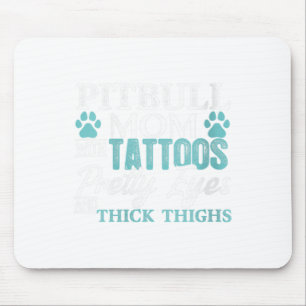 Womens Pitbull Mum Tattoos Dog Lover Funny Mothers Mouse Mat