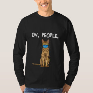 Womens Pixiebob Ew People Cat Wearing Face Mask T-Shirt