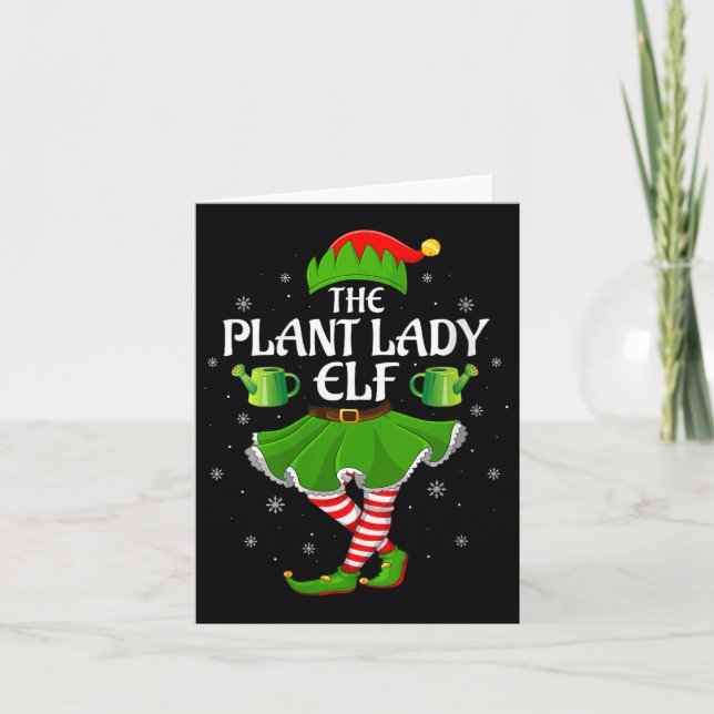 Womens Plant Lady Elf Christmas Family Girls Women Card (Front)