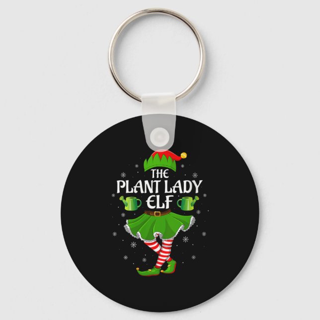 Womens Plant Lady Elf Christmas Family Girls Women Key Ring (Front)