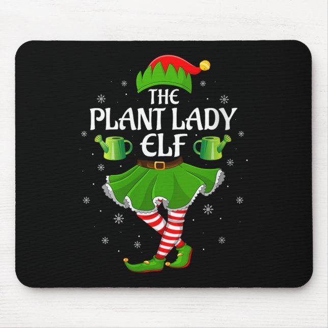 Womens Plant Lady Elf Christmas Family Girls Women Mouse Mat (Front)