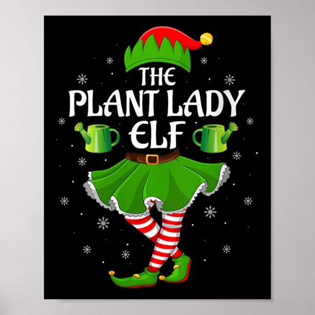 Womens Plant Lady Elf Christmas Family Girls Women Poster (Front)