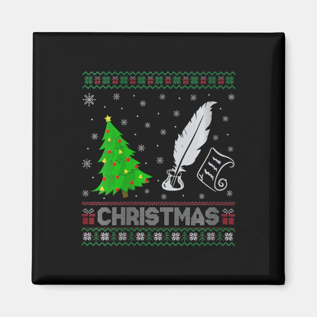 Womens Poetry Xmas Tree Lighting Ugly Christmas Sw Magnet (Front)