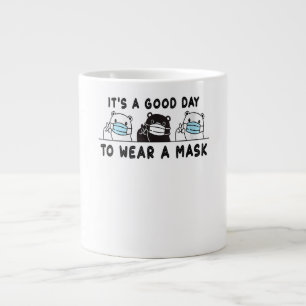 Womens Polar Bear Black Bear Wearing Face Mask Large Coffee Mug