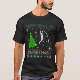 Womens Pole Vault Xmas Tree Lighting Ugly Christma T-Shirt