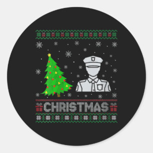 Womens Police Xmas Tree Lighting Ugly Christmas Sw Classic Round Sticker