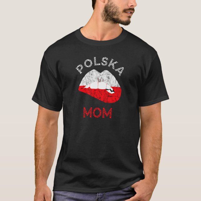 Womens Polska Mum Lip Poland Flag Polish Roots Pol T-Shirt (Front)