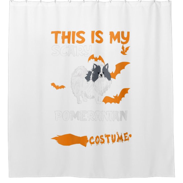 Womens Pomeranian Black And White Costume Shower Curtain (Front)