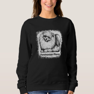 Womens Pomeranian Mama Bleached Cute Dog Mum  1 Sweatshirt