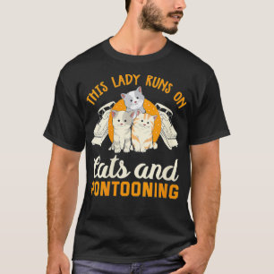 Womens Pontoon Funny Cat Lover Boating Boat Lover T-Shirt