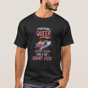 Womens Pontoon Queen Woman Pontoon Boat  Saying T-Shirt