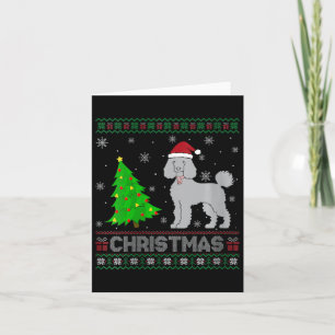 Womens Poodle Dog Xmas Tree Lighting Ugly Christma Card