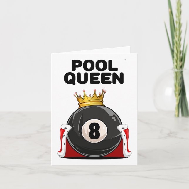 Womens Pool Shirts For Girls Pool Queen White Wome Card (Front)
