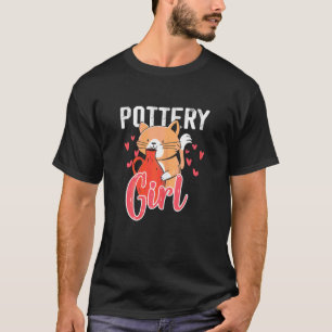 Womens Pottery Girl Cat Ceramics Clay Pottery T-Shirt