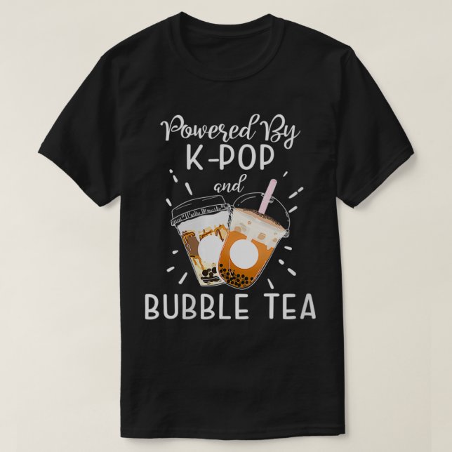 Womens Powered By KPOP Boba Tea Bubble Tea Korean  T-Shirt (Design Front)
