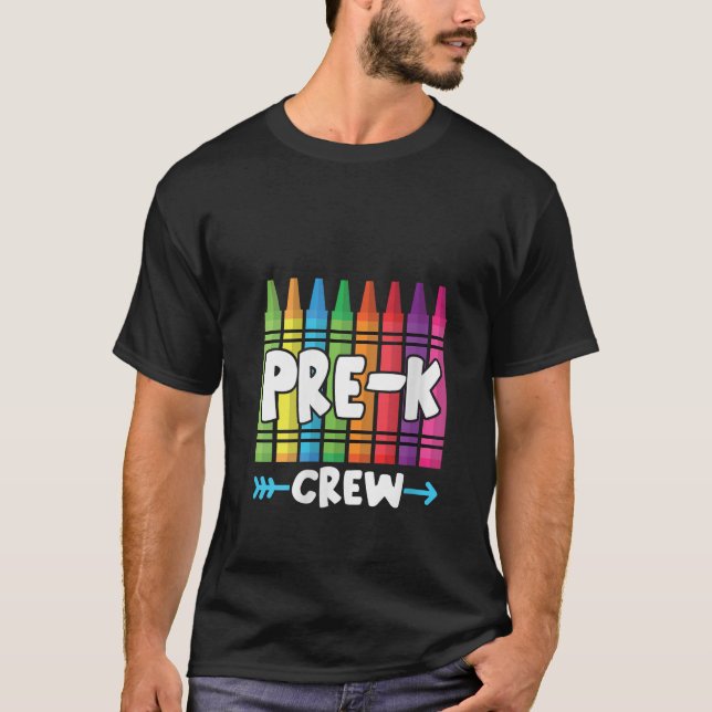 Womens Pre K Crew Cute Preschool Crayon School Fie T-Shirt (Front)