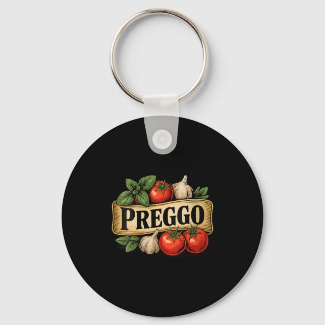 Womens Preggo Costume Pregnancy Announcement Prego Key Ring (Front)