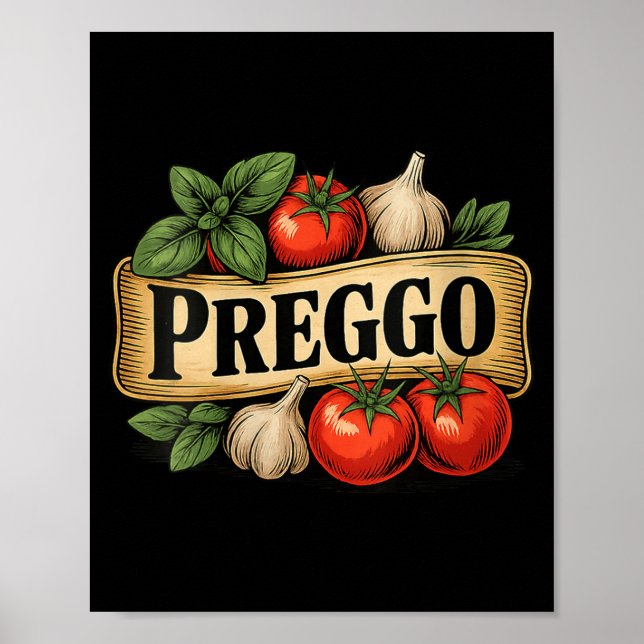 Womens Preggo Costume Pregnancy Announcement Prego Poster (Front)