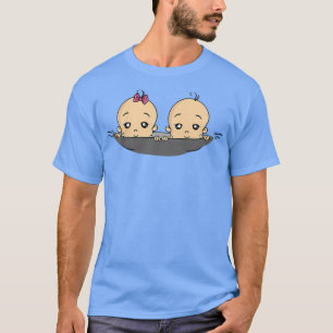Womens Pregnancy announcement baby twins boy girl T-Shirt