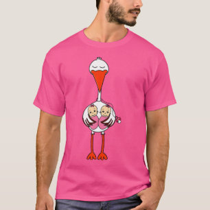 Womens Pregnancy announcement baby twins girl funn T-Shirt