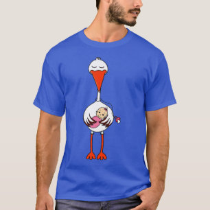 Womens Pregnancy Funny Stork Girl Baby Premium T-S T-Shirt