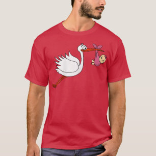 Womens Pregnancy Funny Stork Girl Baby T-Shirt