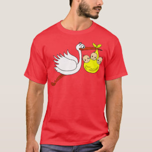 Womens Pregnancy Funny Stork Triplets Boy Girl Bab T-Shirt