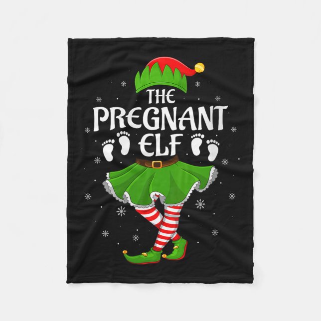 Womens Pregnant Elf Christmas Family Girls Women E Fleece Blanket (Front)