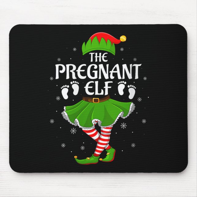 Womens Pregnant Elf Christmas Family Girls Women E Mouse Mat (Front)