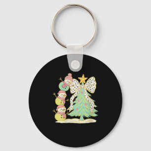 Womens Preppy Coquette Christmas Snowm 2025 Funny Key Ring