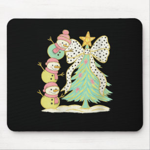 Womens Preppy Coquette Christmas Snowm 2025 Funny Mouse Mat