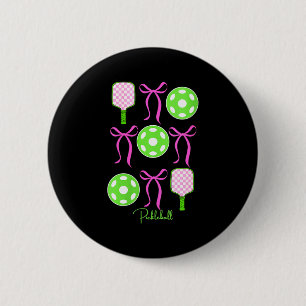 Women's preppy pink pickleball shirt girls love 6 cm round badge