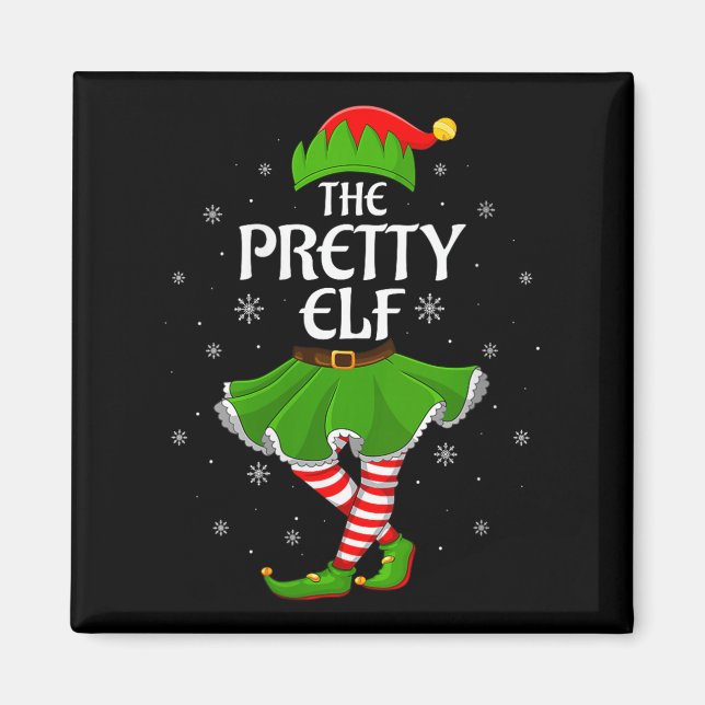 Womens Pretty Elf Christmas Family Girls Women Elf Magnet (Front)