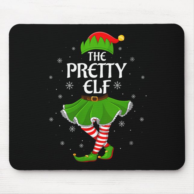 Womens Pretty Elf Christmas Family Girls Women Elf Mouse Mat (Front)