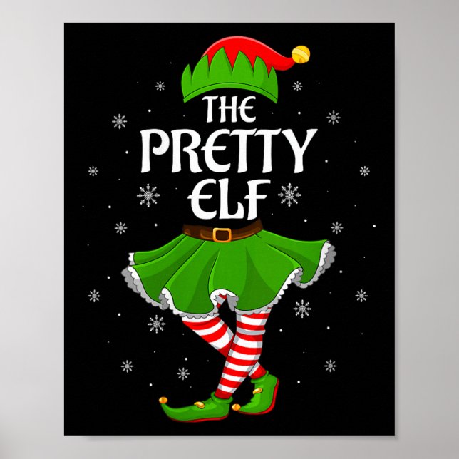 Womens Pretty Elf Christmas Family Girls Women Elf Poster (Front)