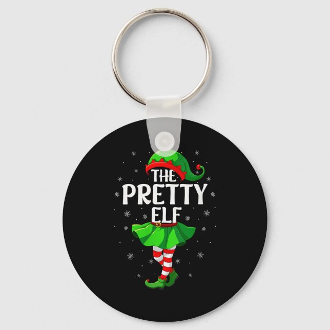 Womens Pretty Elf Christmas Girls Women Elf Squad  Key Ring (Front)