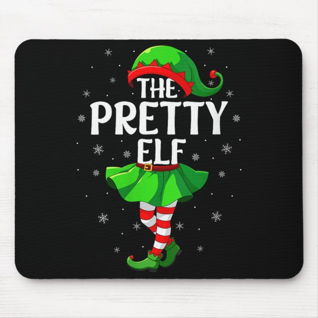 Womens Pretty Elf Christmas Girls Women Elf Squad  Mouse Mat (Front)