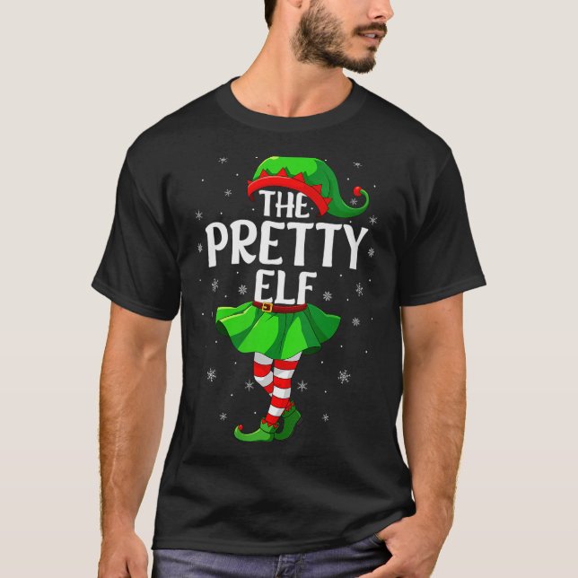Womens Pretty Elf Christmas Girls Women Elf Squad  T-Shirt (Front)