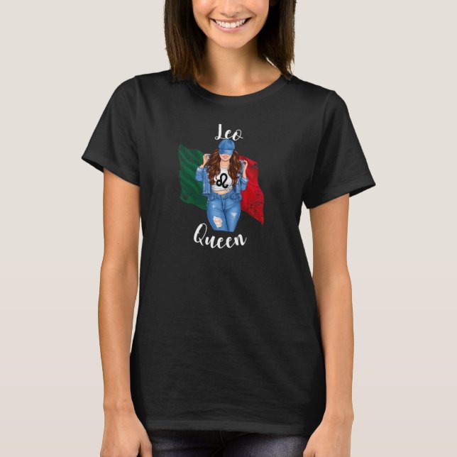 Womens Pretty Mexican Leo Queen Birthday Flag of M T-Shirt (Front)