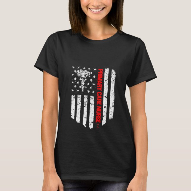 Womens Primary Care Nurse American Flag Rn Registe T-Shirt (Front)