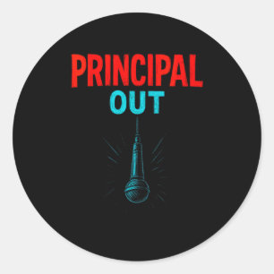 Women's Principal Out - Retirement Mic Drop Vintag Classic Round Sticker